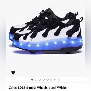 Double wheel boys led light up rechargeable skate shoes